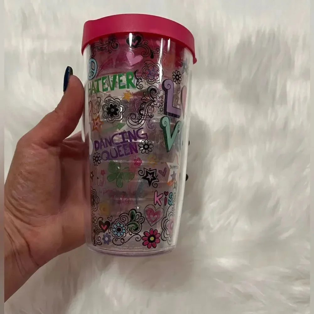 Tervis 16oz Love Superstar Floral Insulated Tumbler with Wrap and Red Lid Clear